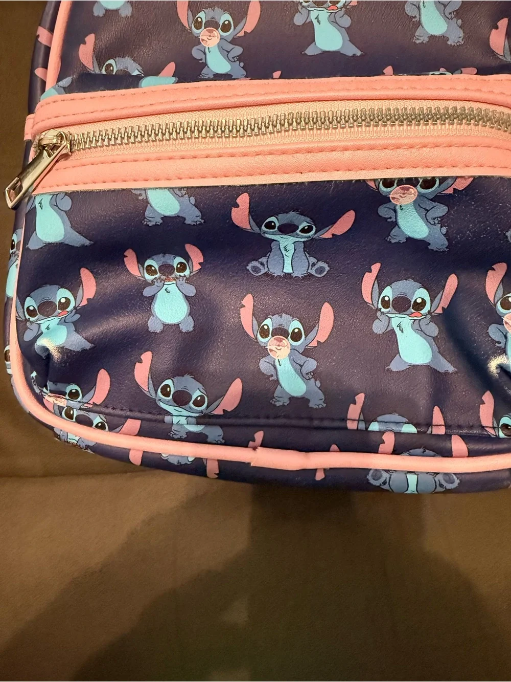 Stitch Disney Kids Mini Backpack - Navy Blue with Pink Trim